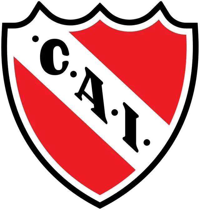 Logotipo del escudo de CAI con rayas diagonales rojas y blancas y letras negras