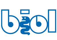 Logotipo azul estilizado en minúsculas “beol” sobre fondo blanco