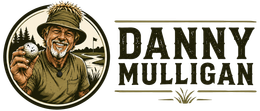 Logo with a smiling farmer illustration and the text “DANNY MULLIGAN”