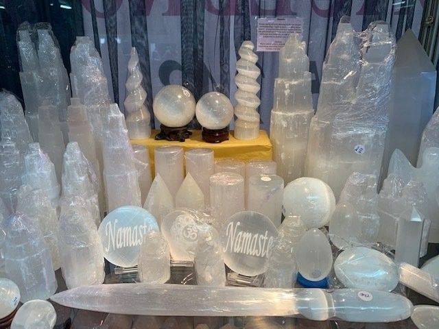 A Display of Various Selenite Crystals — Crystal Cauldron In South Mackay, QLD