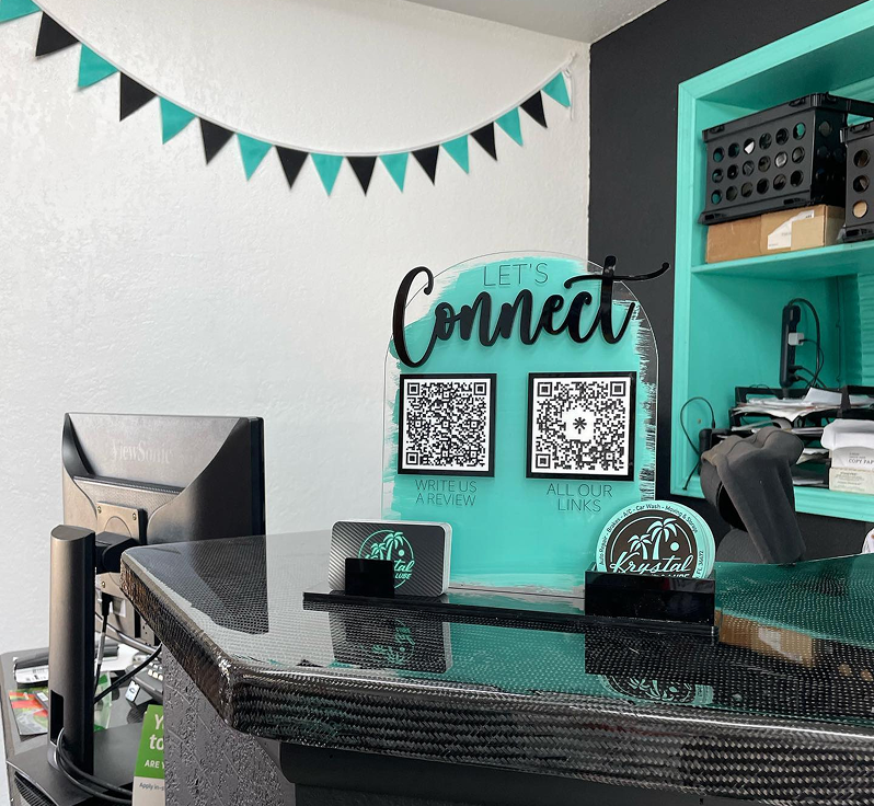 Front reception desk inside of our office in Ocala, FL | Krystal Automotive