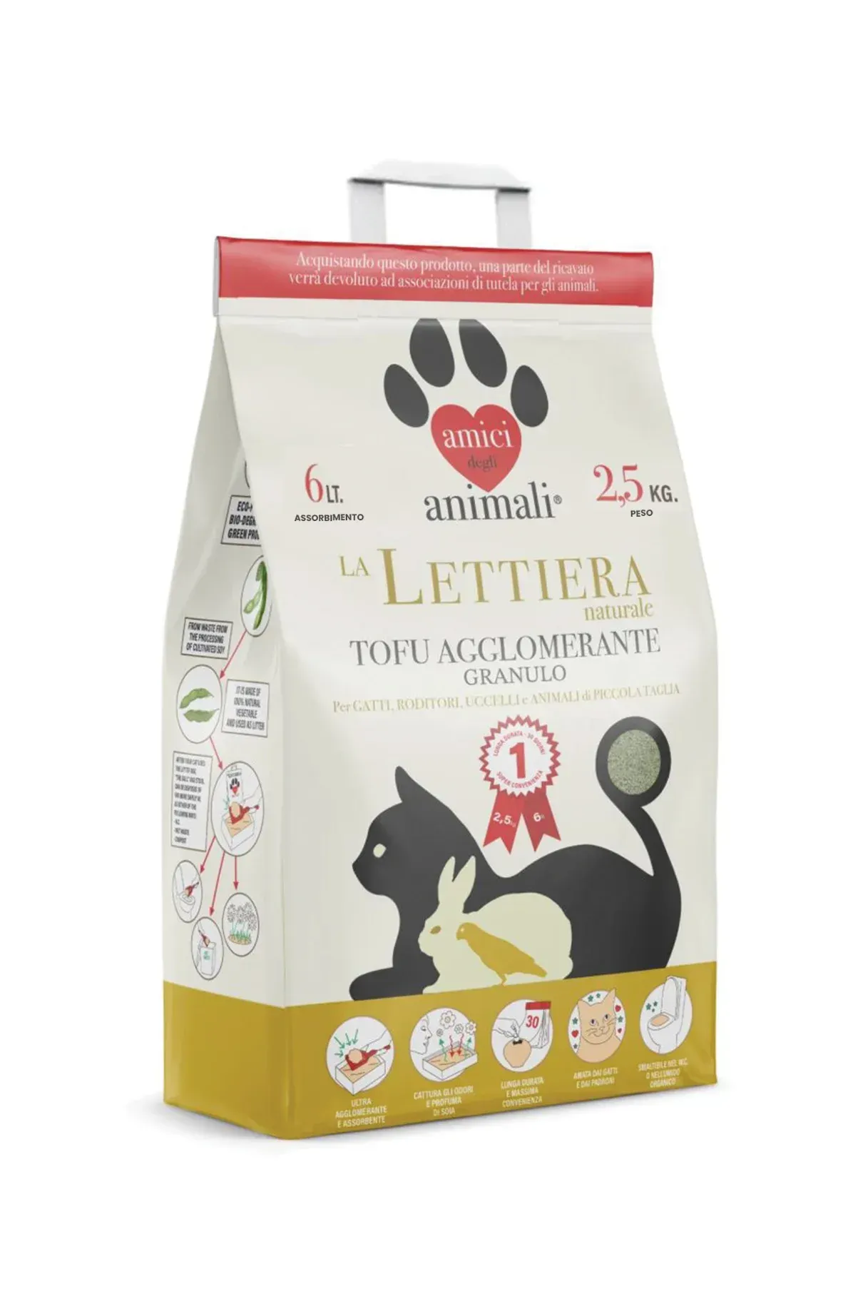 Lettiera in granulo di tofu