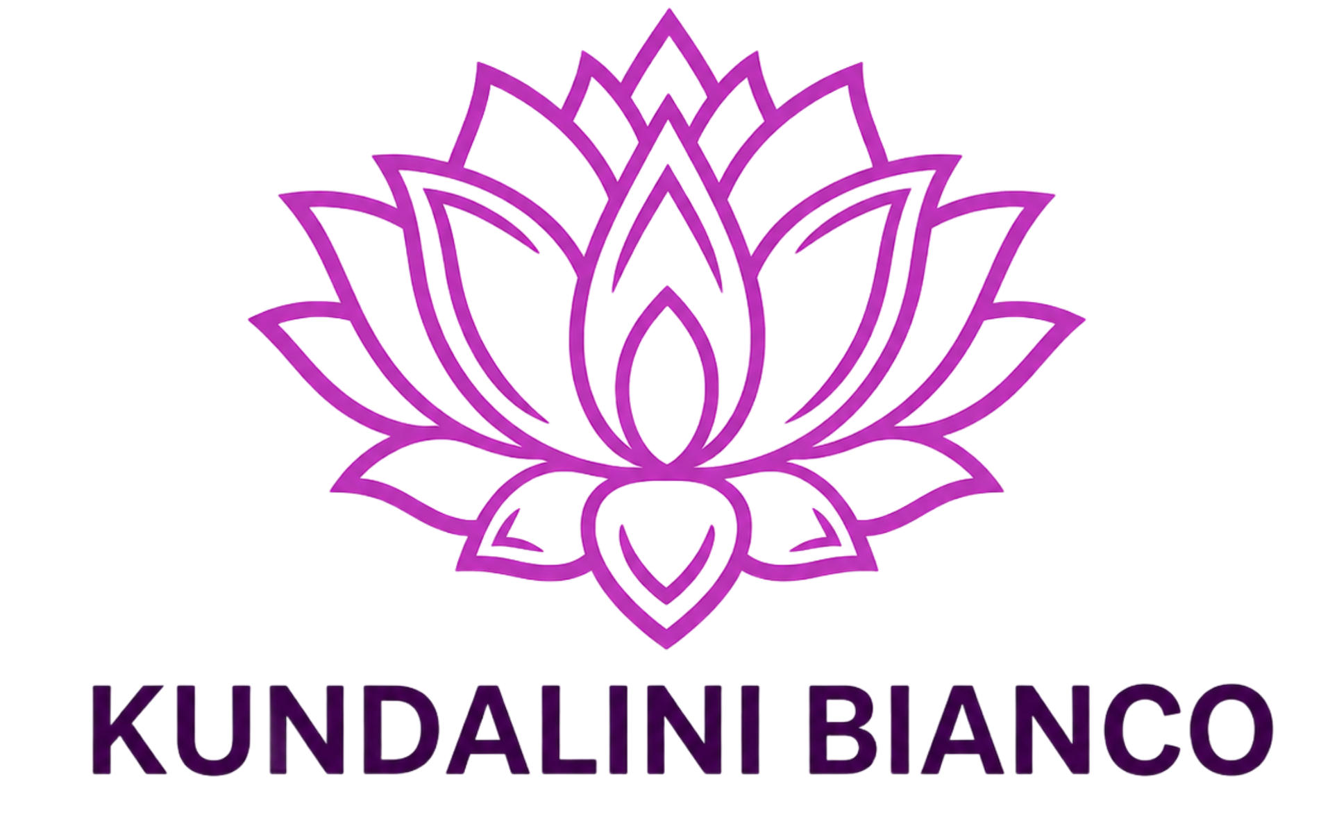 Purple lotus logo above the text “KUNDALINI BIANCO” on a white background