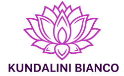 Purple lotus logo above the text “KUNDALINI BIANCO” on a white background