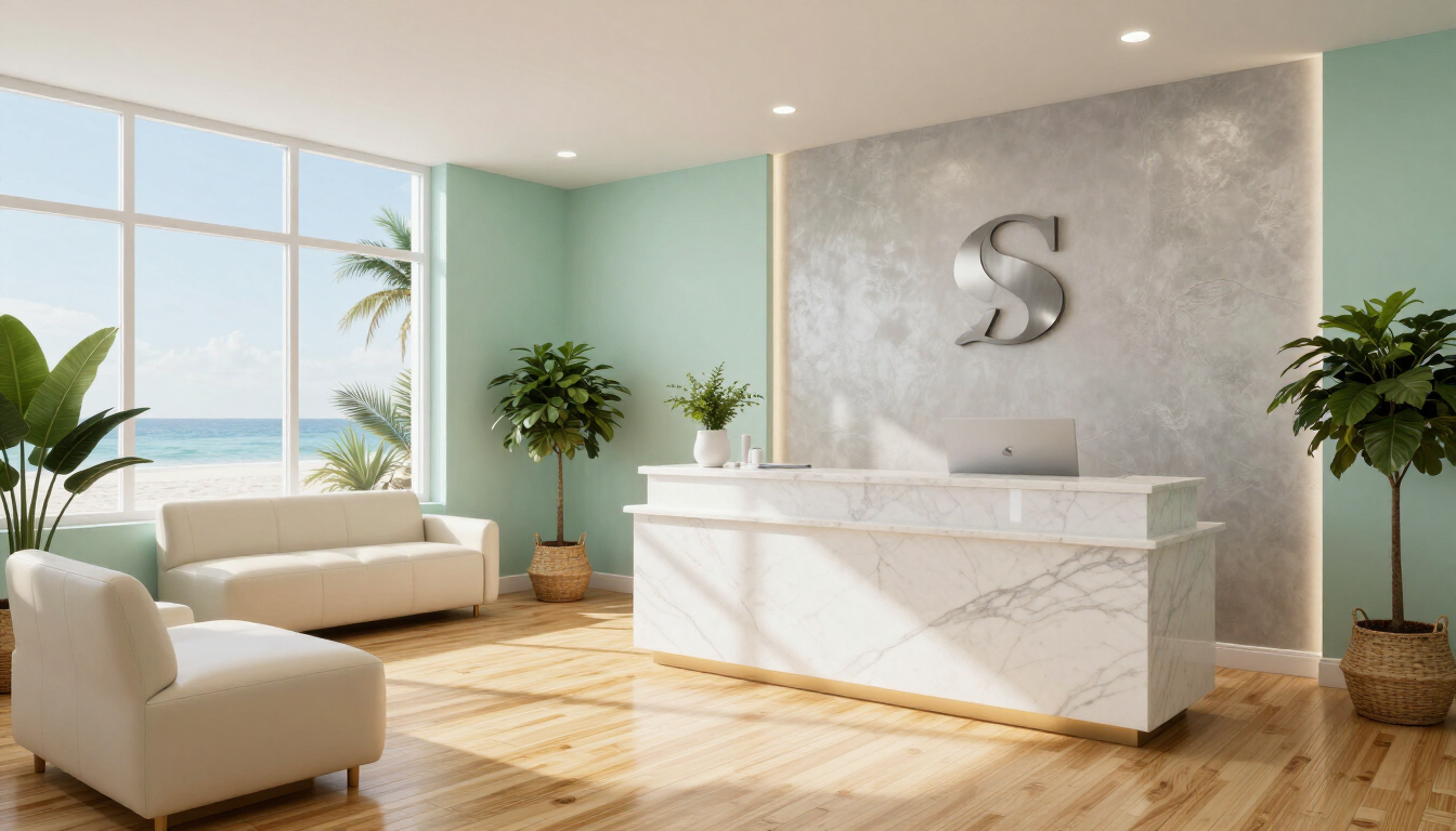 Luxury medical spa reception area in St. Augustine FL