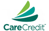 CareCredit logo with teal and green stylized leaf icon and wordmark