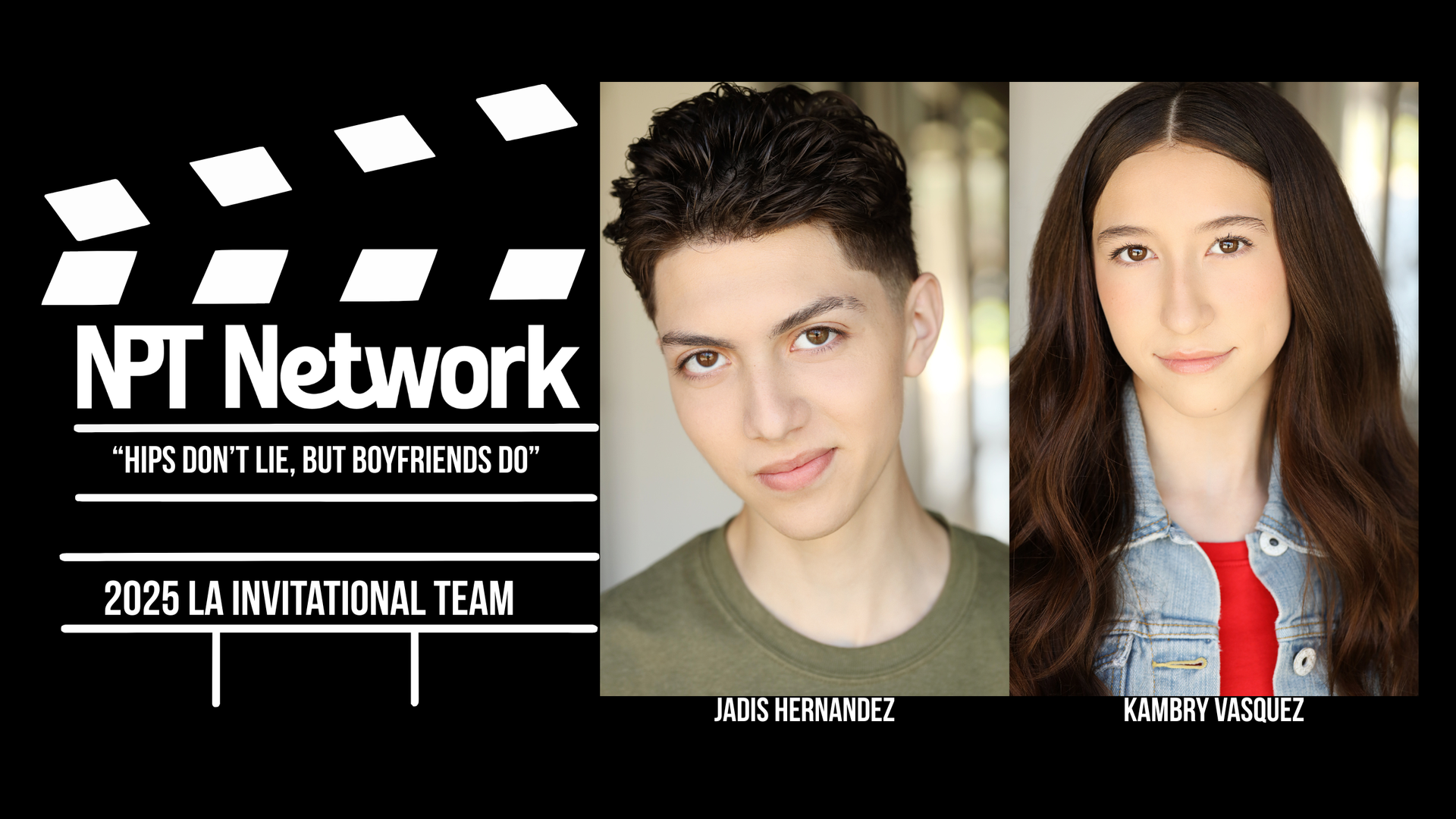 NPT Network graphic with headshots of actors for 2025 LA Invitational Showcase scenes. Acting studio in Bryan, Texas.
