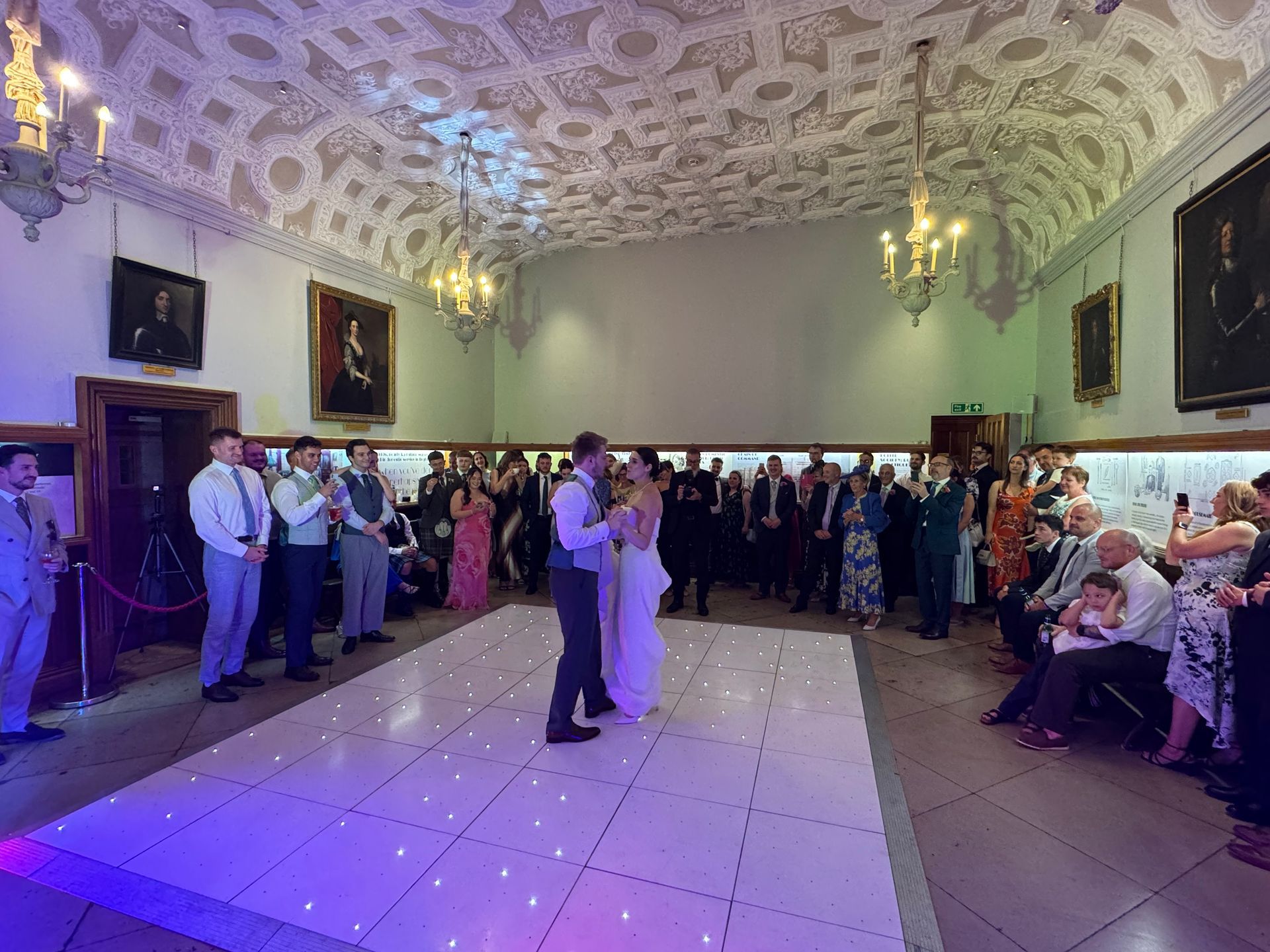 Bride and groom dancing to their first dance with The RockPins at their Kent wedding reception