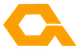 Logo geometrico arancione con centro esagonale e forma angolata su sfondo bianco.