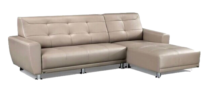 A grey couch and a black and white chair on a white background.
