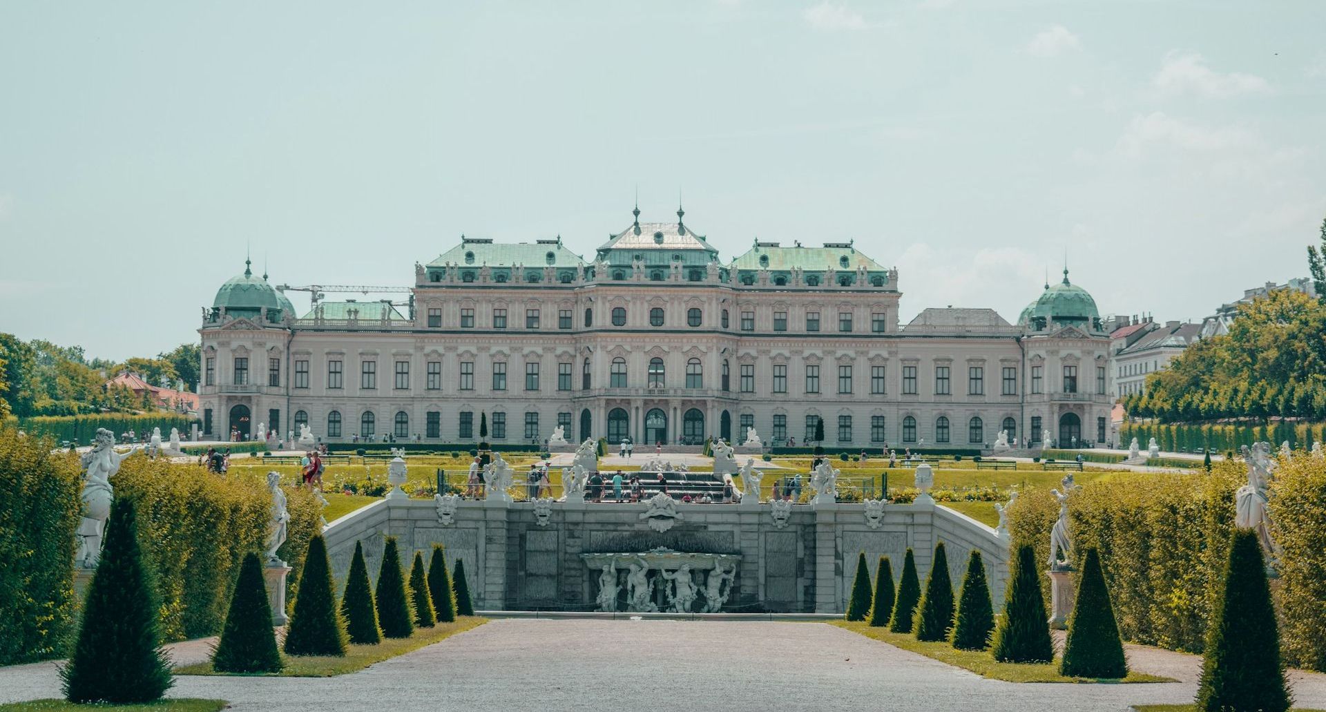 Belvedere Palace in Vienna with baroque architecture and gardens on a sunny day.