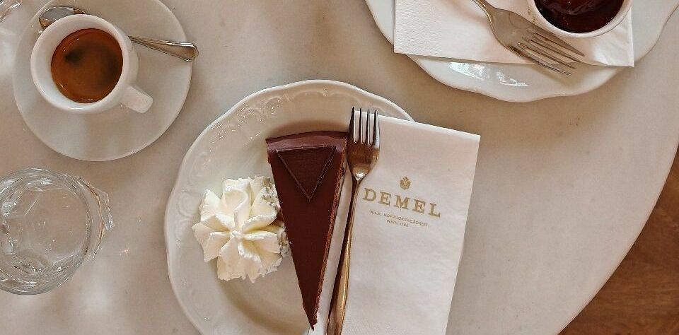 Traditional Viennese coffee and Sachertorte