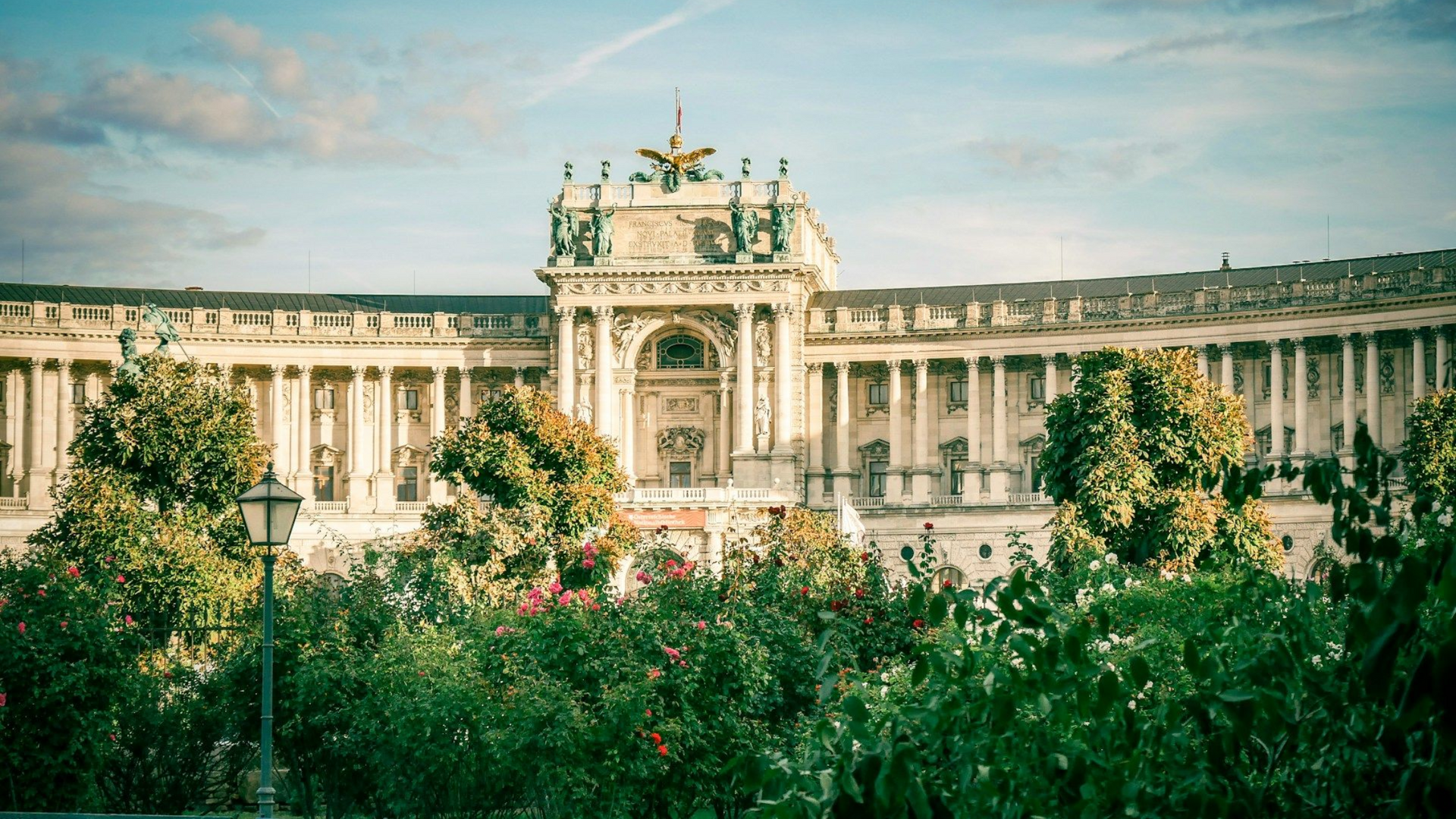 Hofburg Palace Vienna on a sunny morning, with the imperial courtyard