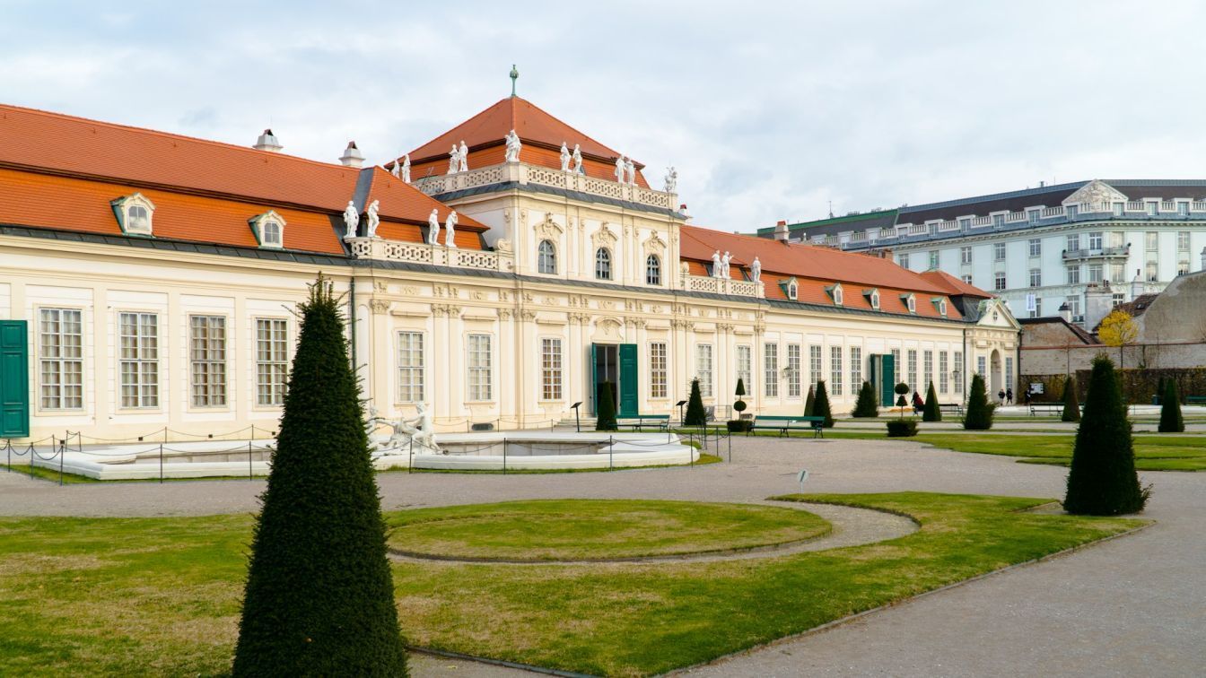 Lower Belvedere Palace Vienna with Baroque courtyard and red roof architecture