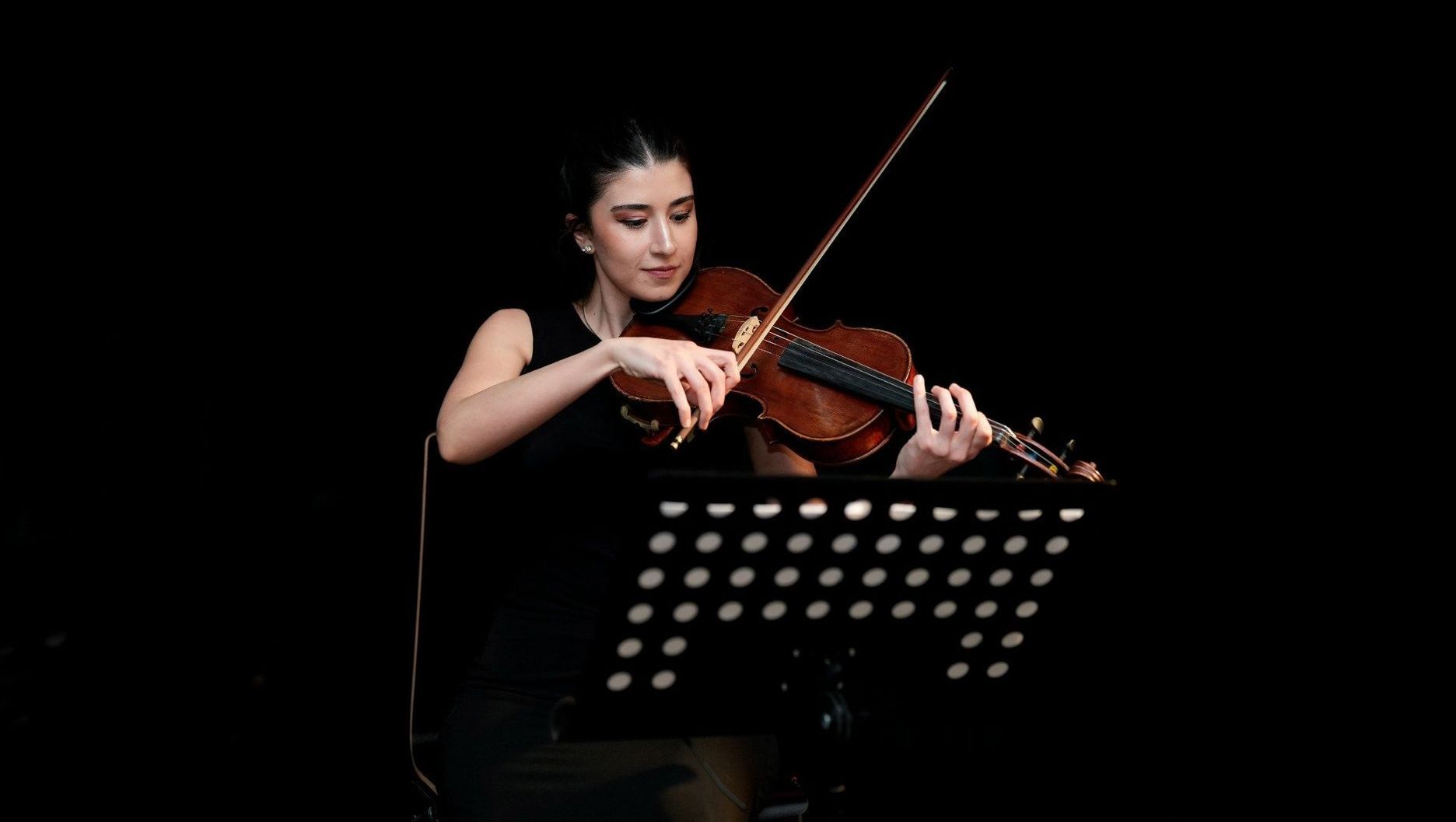 Violinist performing at the Viennese Classical Masters Concert, Haus der Musik, Vienna