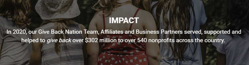 Give Back Nation creates impact across the country by supporting nonprofits.