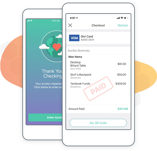 Nonprofit auction streamlined mobile bidding