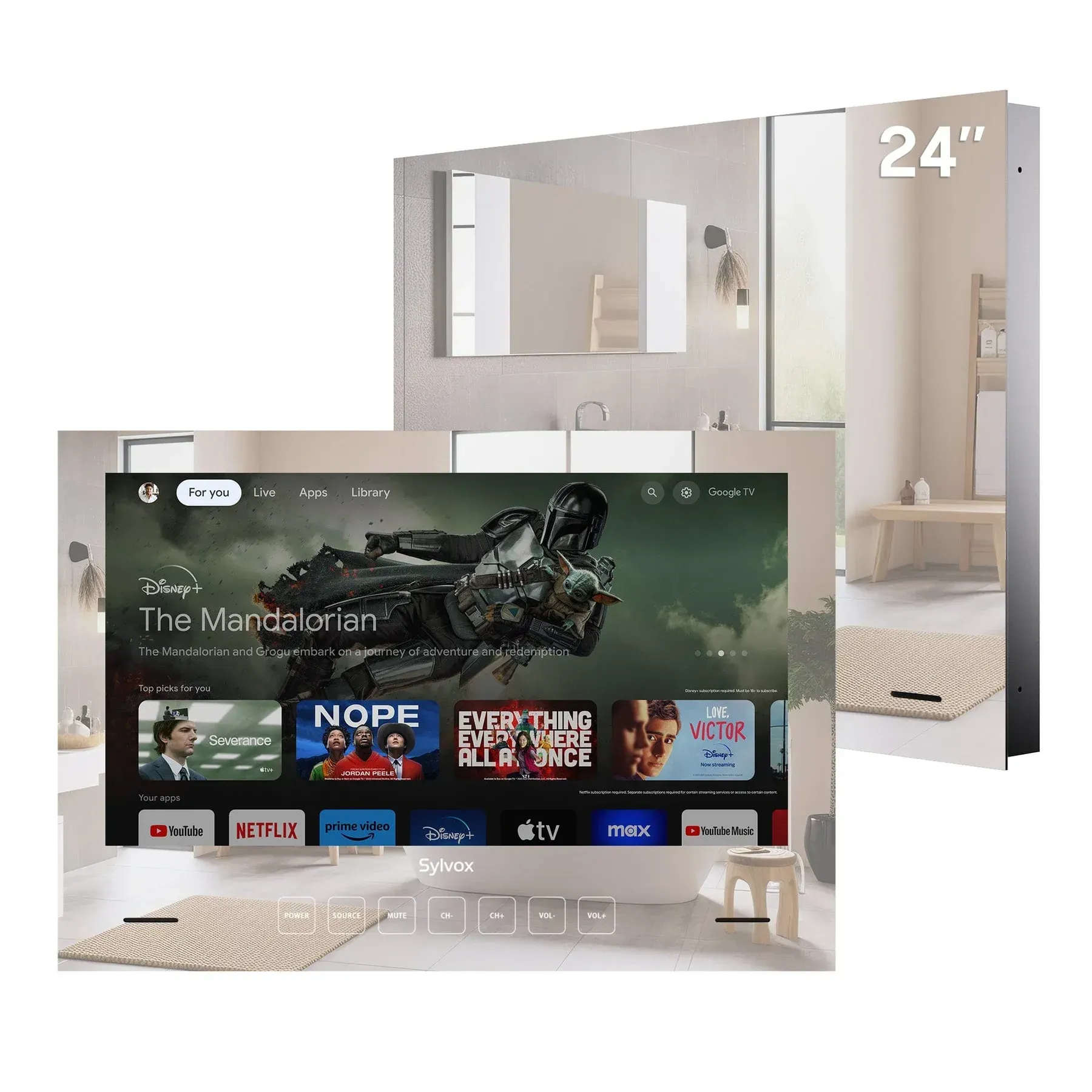 A 24 inch flat screen mirror tv