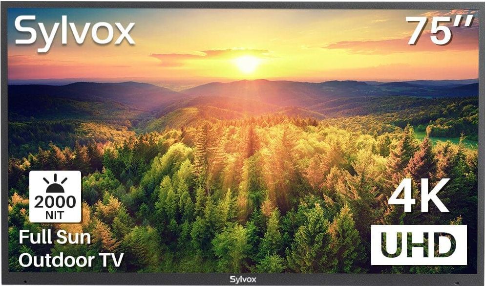 Sylvox 75 inch 4k uhd full sun outdoor tv
