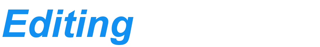 The word editing is written in blue on a white background