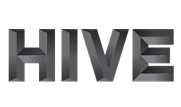 The word hive is written in black letters on a white background.