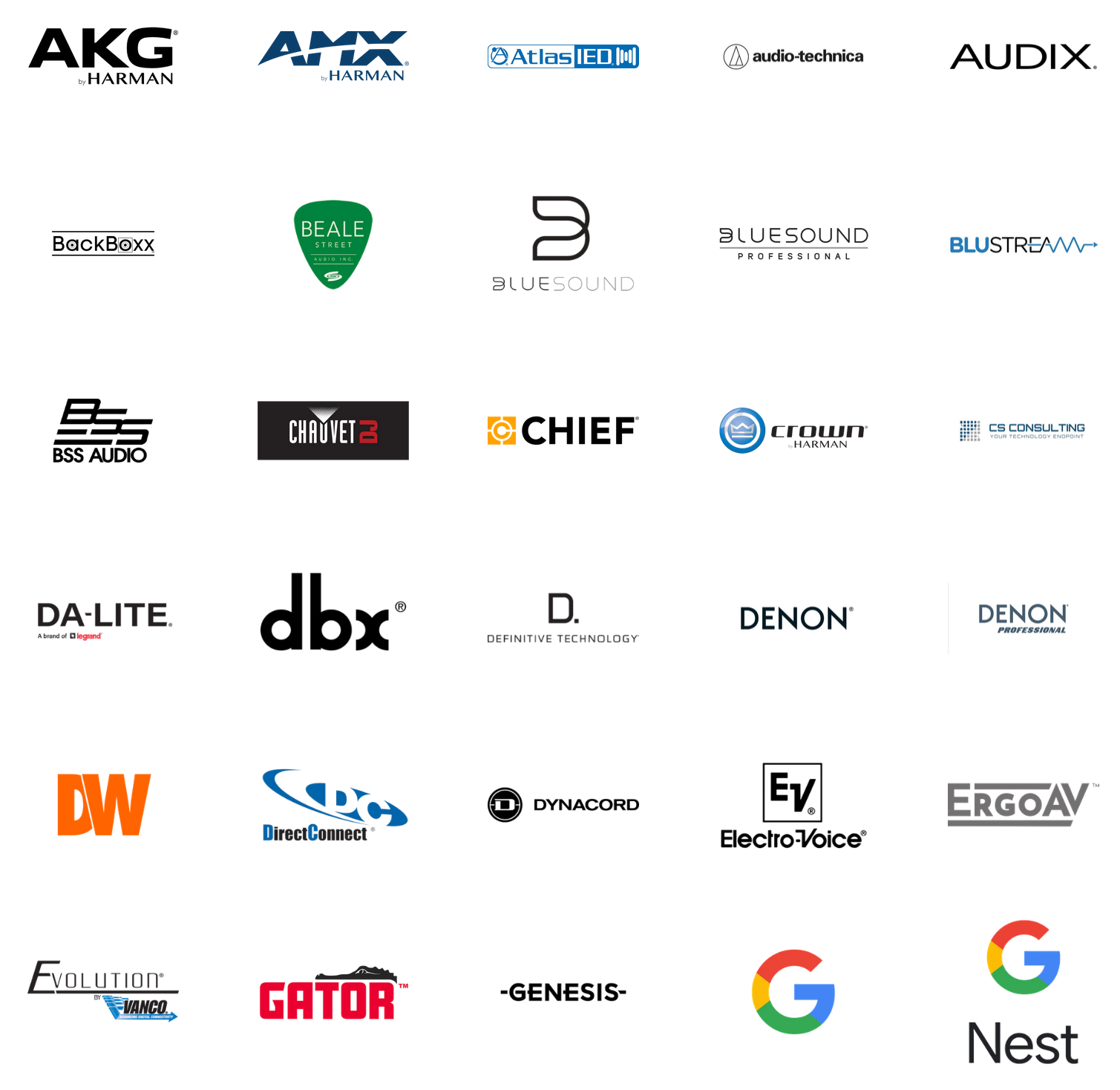 A bunch of logos for different companies on a white background.