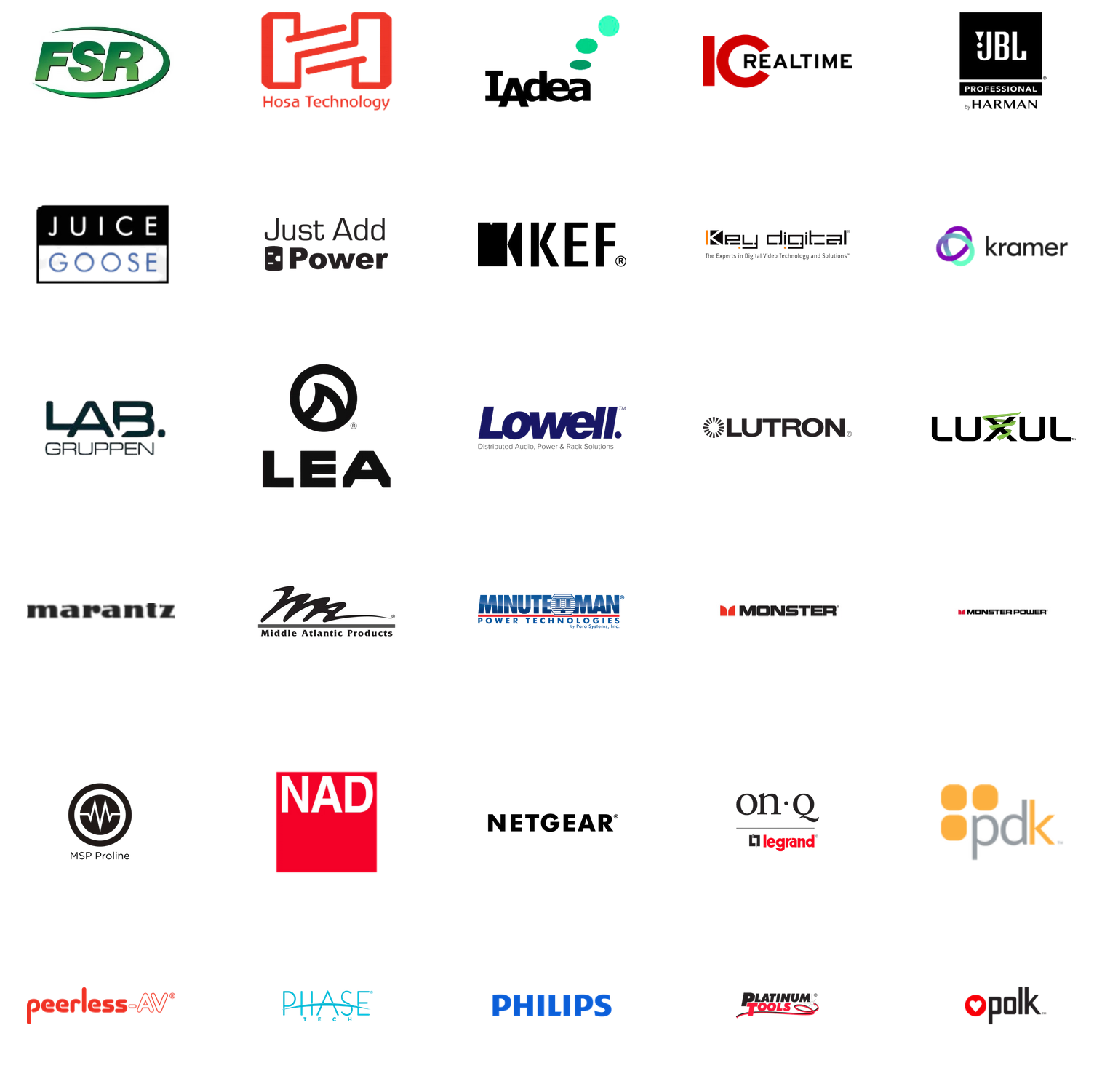 A bunch of logos for different companies on a white background