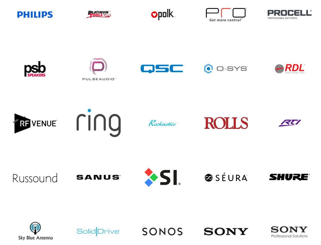 A bunch of logos for different companies on a white background