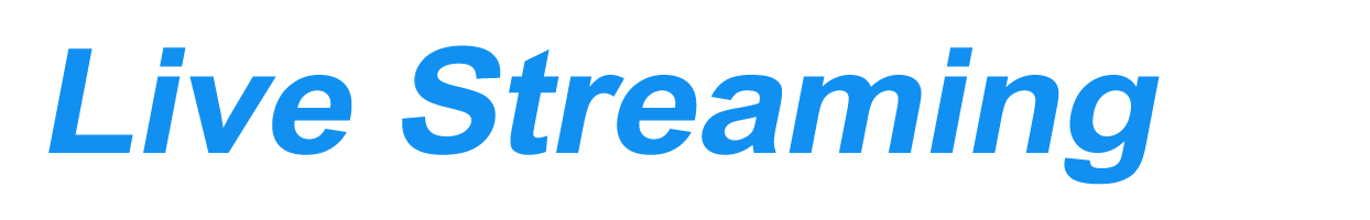 The word live streaming is written in blue on a white background