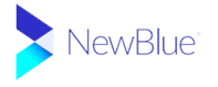 A blue and white logo for a company called newblue.