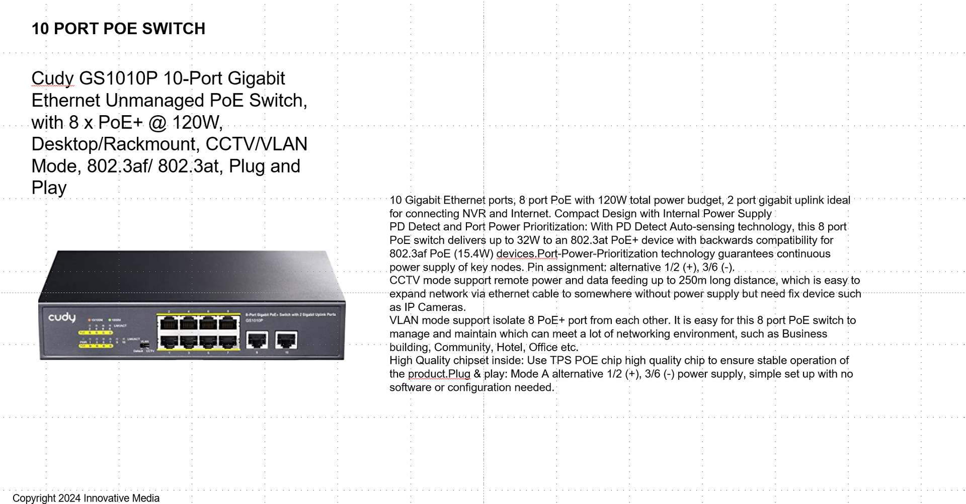 A picture of a poe switch on a white background.