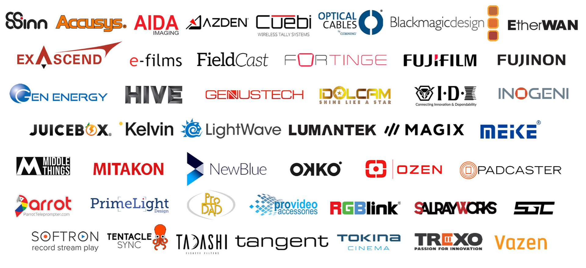 A list of companies including aida and fujifilm