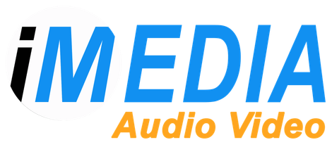 The word media is written in blue letters on a white background.