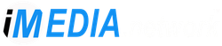 The word media is written in blue on a white background