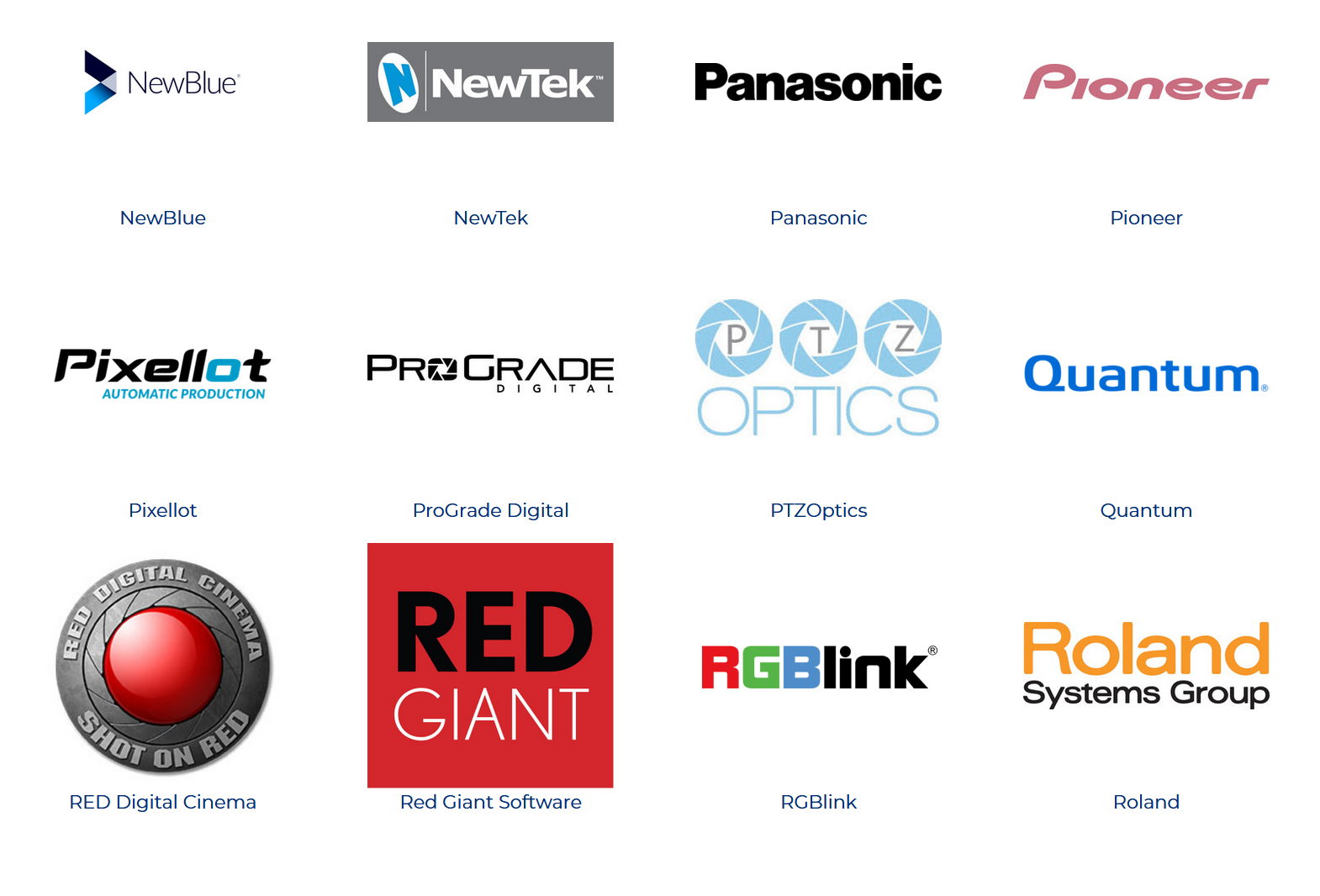 A bunch of logos on a white background including one that says red giant