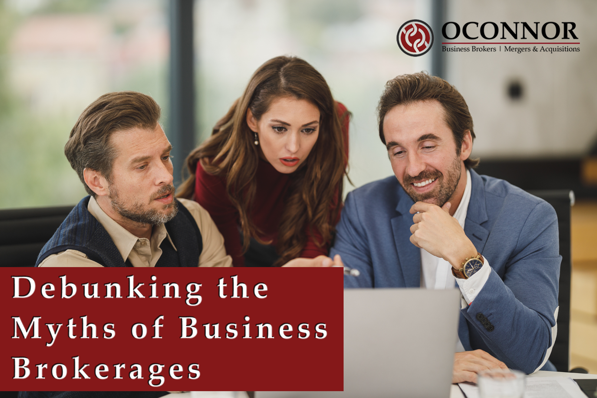 three people learning about business brokerages