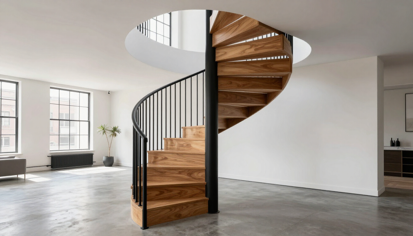 Modern loft spiral staircase