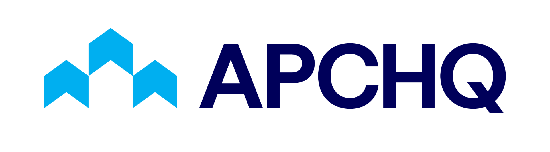 Logo APCHQ avec icône de toit de maison bleu et texte bleu foncé sur fond blanc