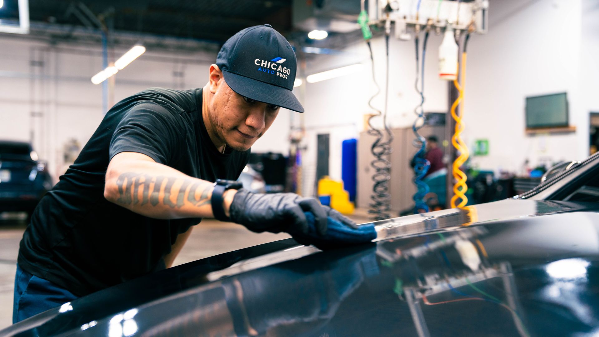A ceramic coating being applied at Chicago Auto Pros