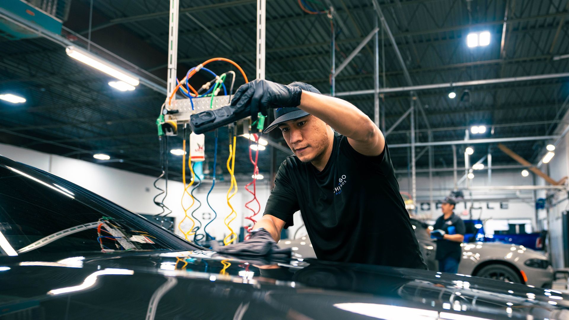 ceramic coating being installed at Chicago Auto Pros