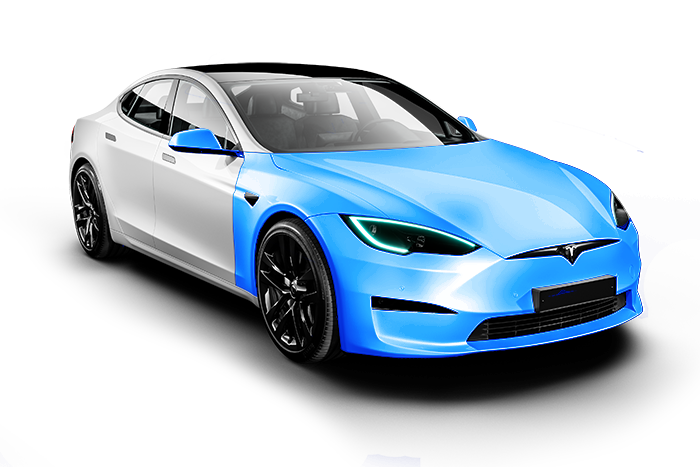 a graphic showing full front clip ppf coverage