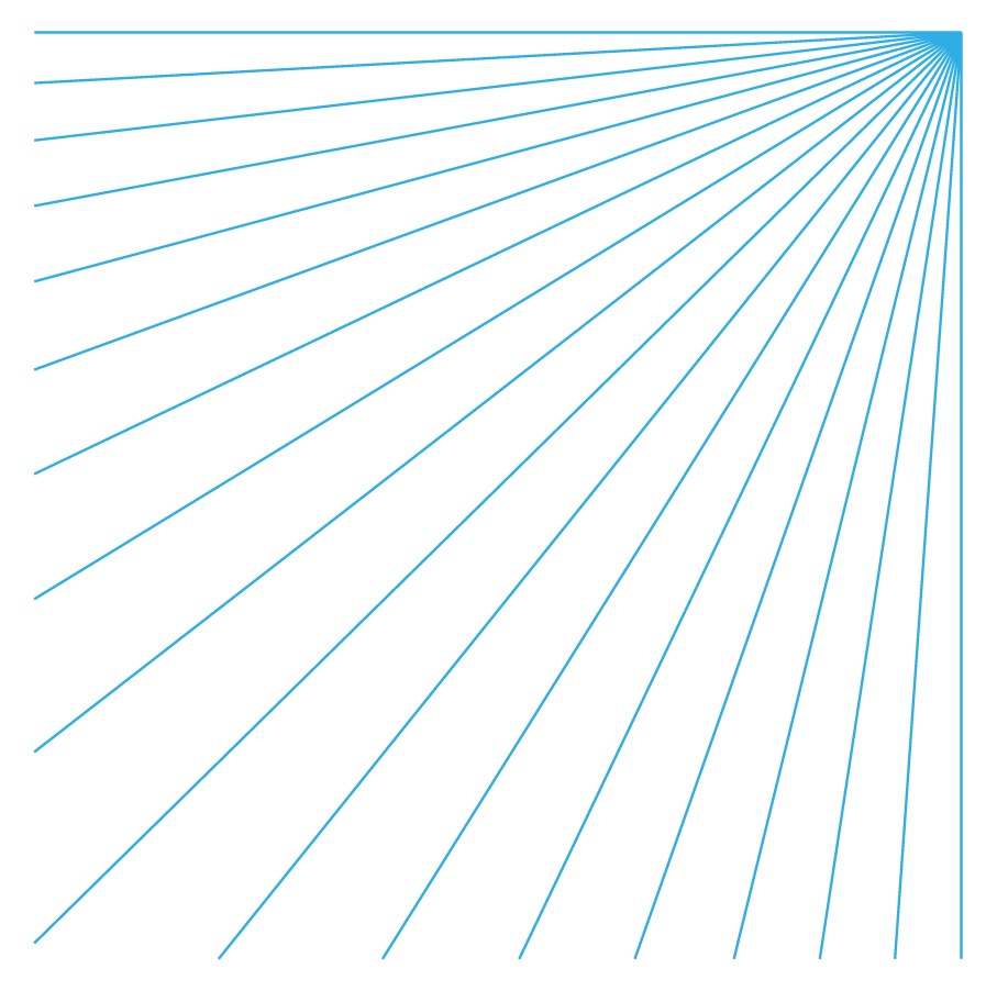 Blue lines radiating from the top-right corner of a square.