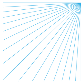 Blue lines radiating outward from the top right corner of a square.