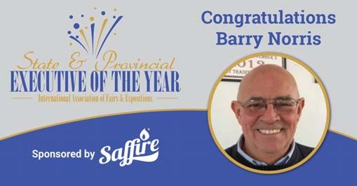 Award announcement for Barry Norris, named State & Provincial Executive of the Year, sponsored by Saffire.