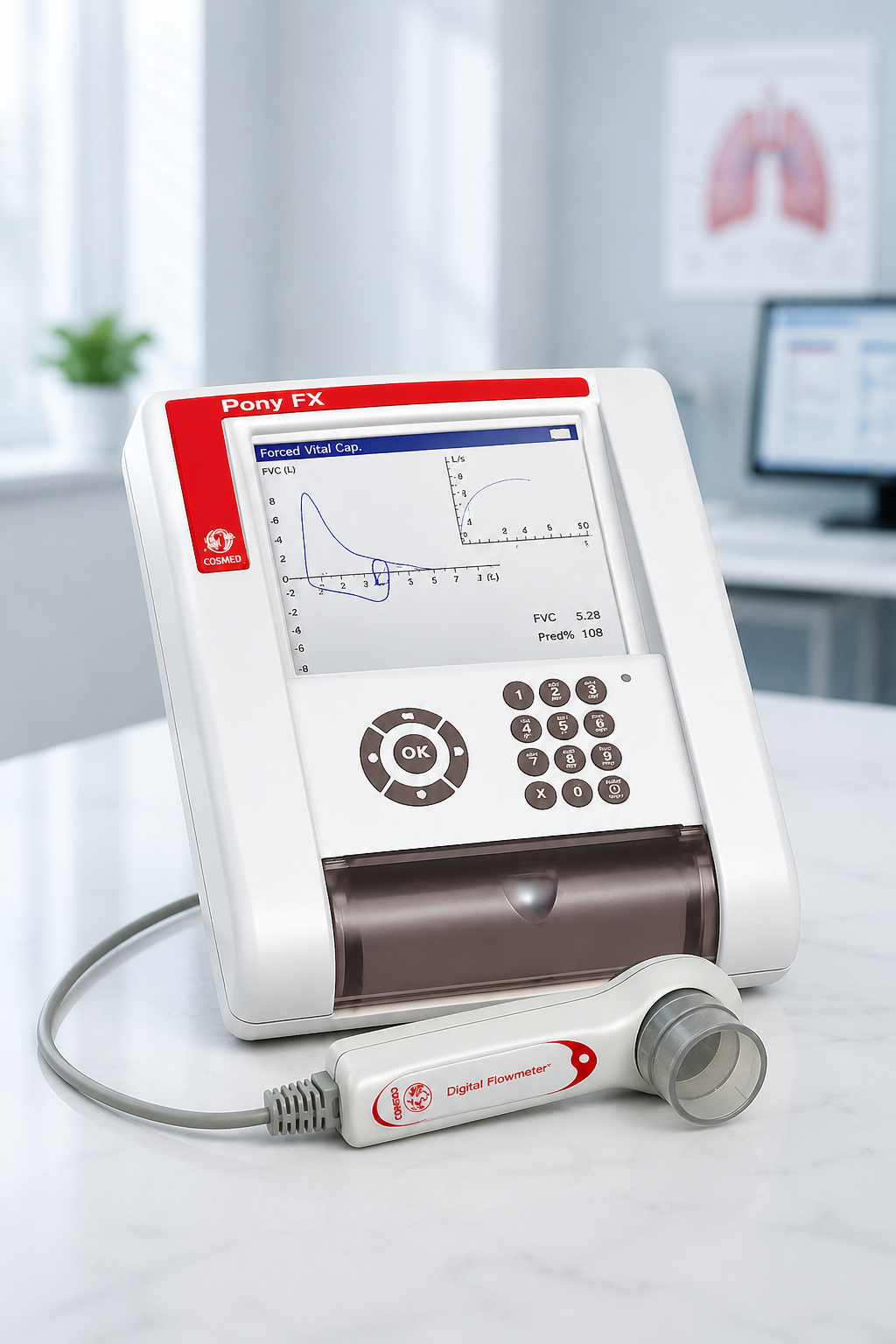 CosMed Pony FX portable spirometer with digital flowmeter