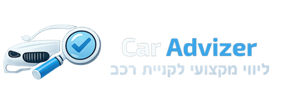 לוגו כחול-לבן של חברה בשם יועץ רכב