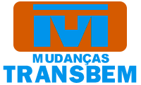 Logótipo azul e laranja da Mudanças Transbem
