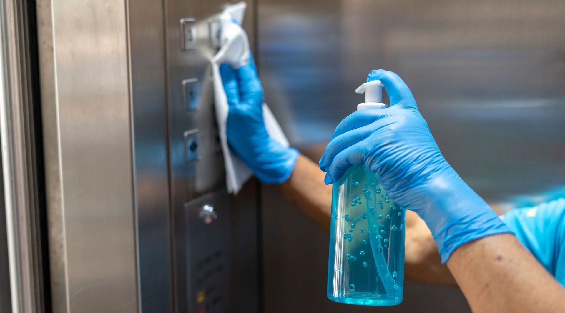 sanitizing an elevator