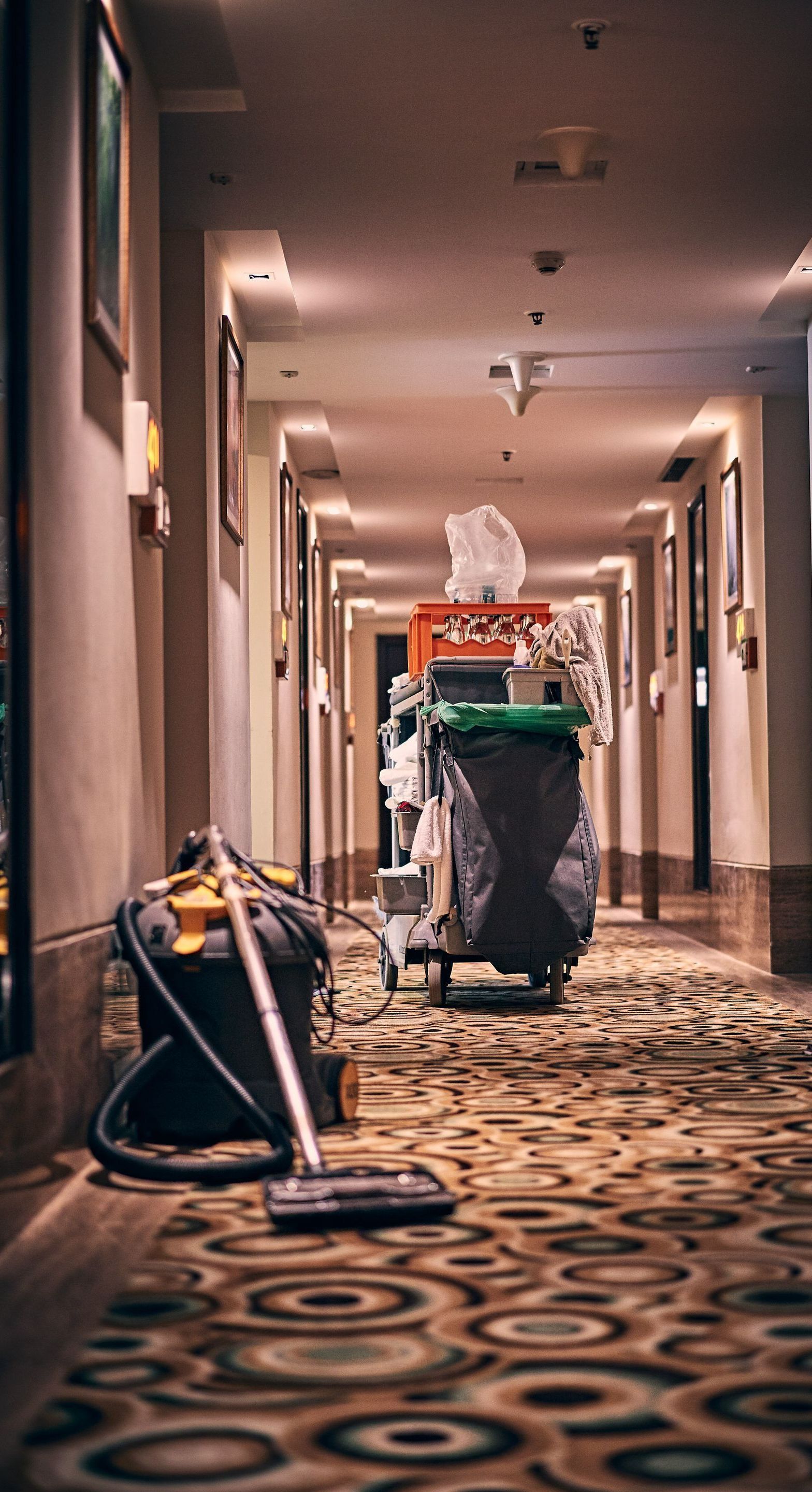 cleaning products in a hallway