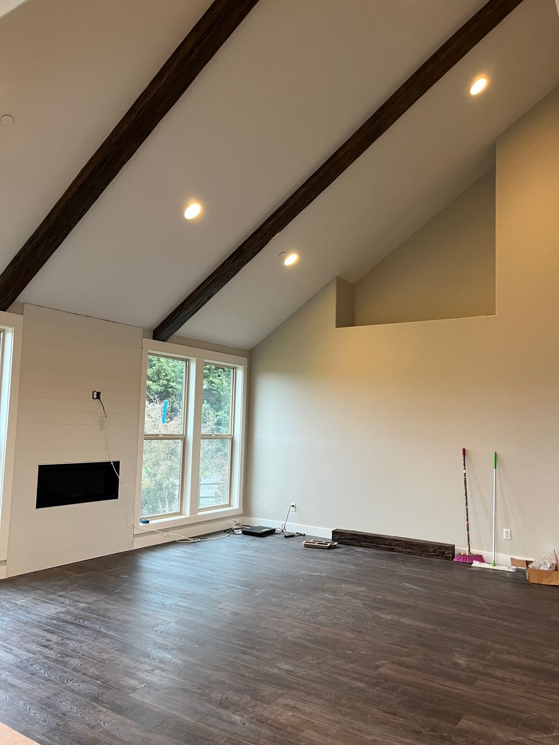 Wiring for living room renovation being installed